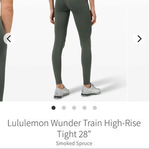 Lululemon Wunder Train legging 28” size 6 in smoked spruce